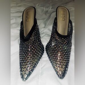 This eco backless heels are full of rhinestones and super fashionable!